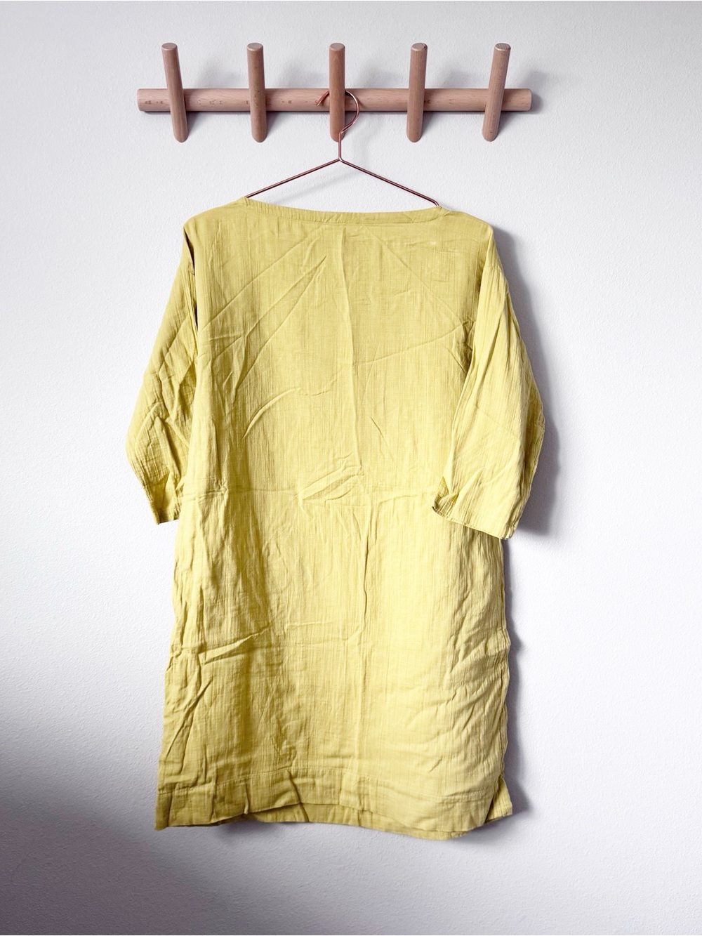Eileen Fisher Yellow Scoop Neck Tunic with Front Pockets - Picture 7 of 9